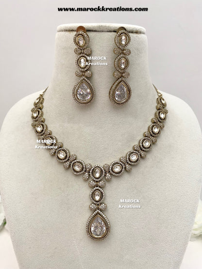 Ramsha Premium Quality Moissanite Kundan Necklace set