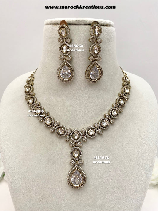 Ramsha Premium Quality Moissanite Kundan Necklace set