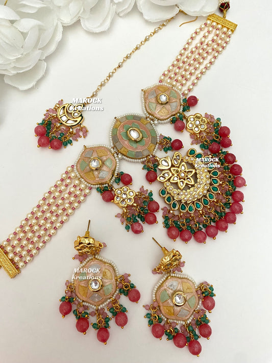 Rimsha Premium Quality Kundan Meenakari Statement Choker set