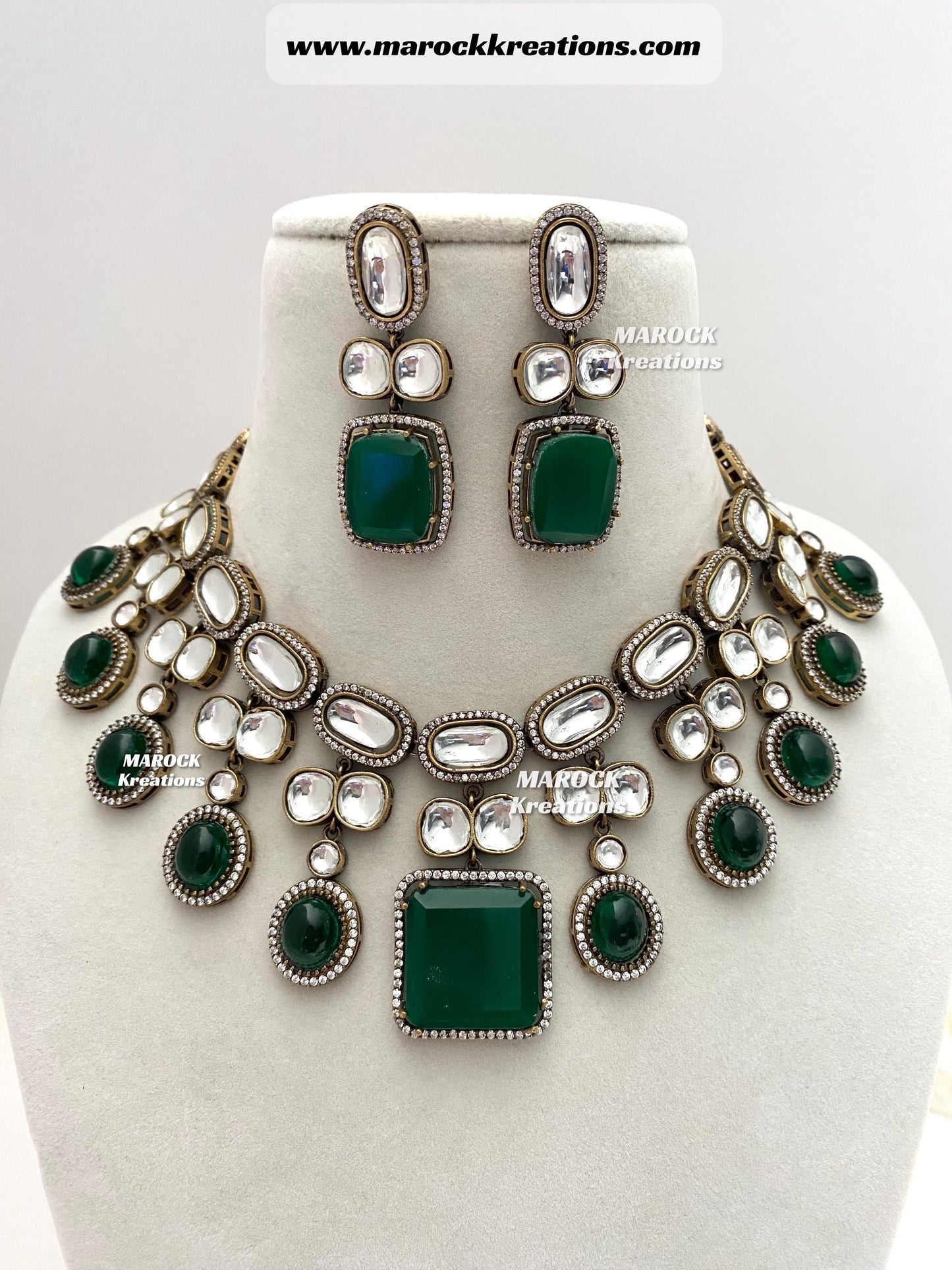 Elena Moissanite Kundan Victorian exclusive Necklace set