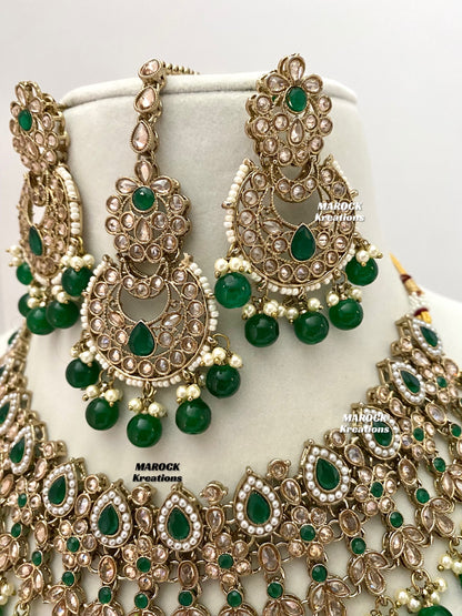 Sadhna Antique Gold Polki Necklace set