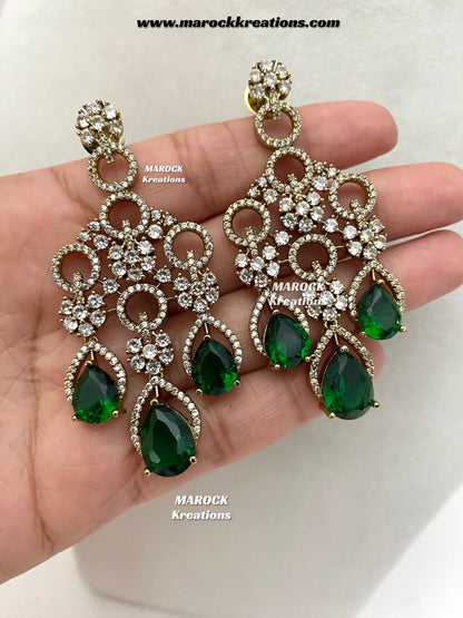 Anshika Antique Gold American Diamond Statement Necklace set