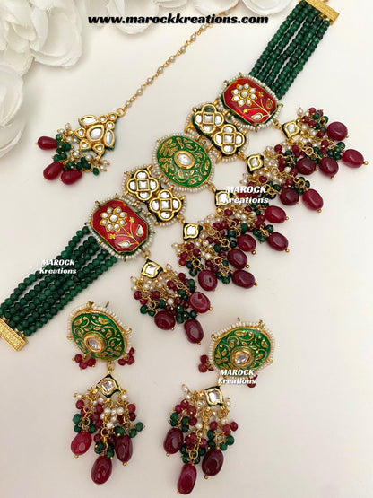 Shehnaaz Premium Quality Thappa Kundan Meenakari trendy choker set