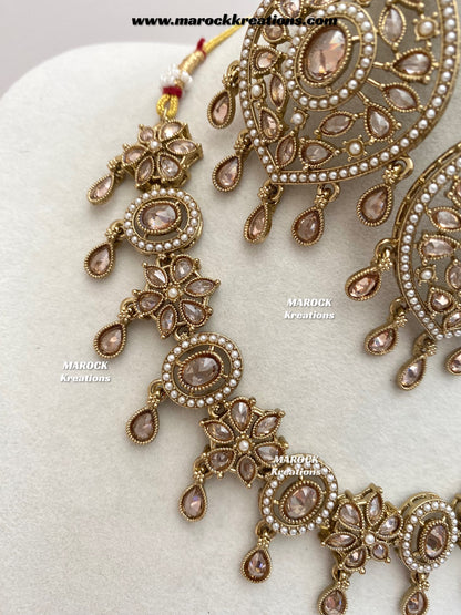 Mavis Antique Gold Polki Necklace set