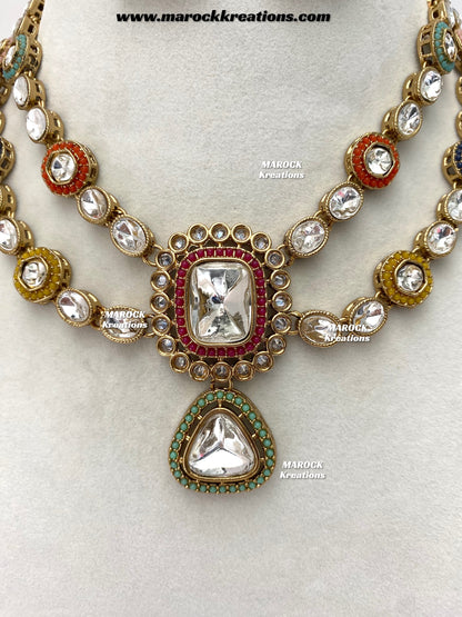Saba Premium Quality Kundan statement necklace set