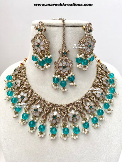 Arpan Antique Gold Polki MOP Statement Necklace set