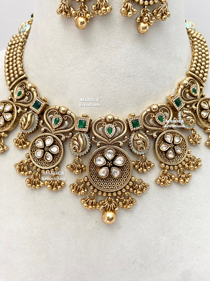Rafia Premium Quality Gold plated Kundan exclusive Necklace set