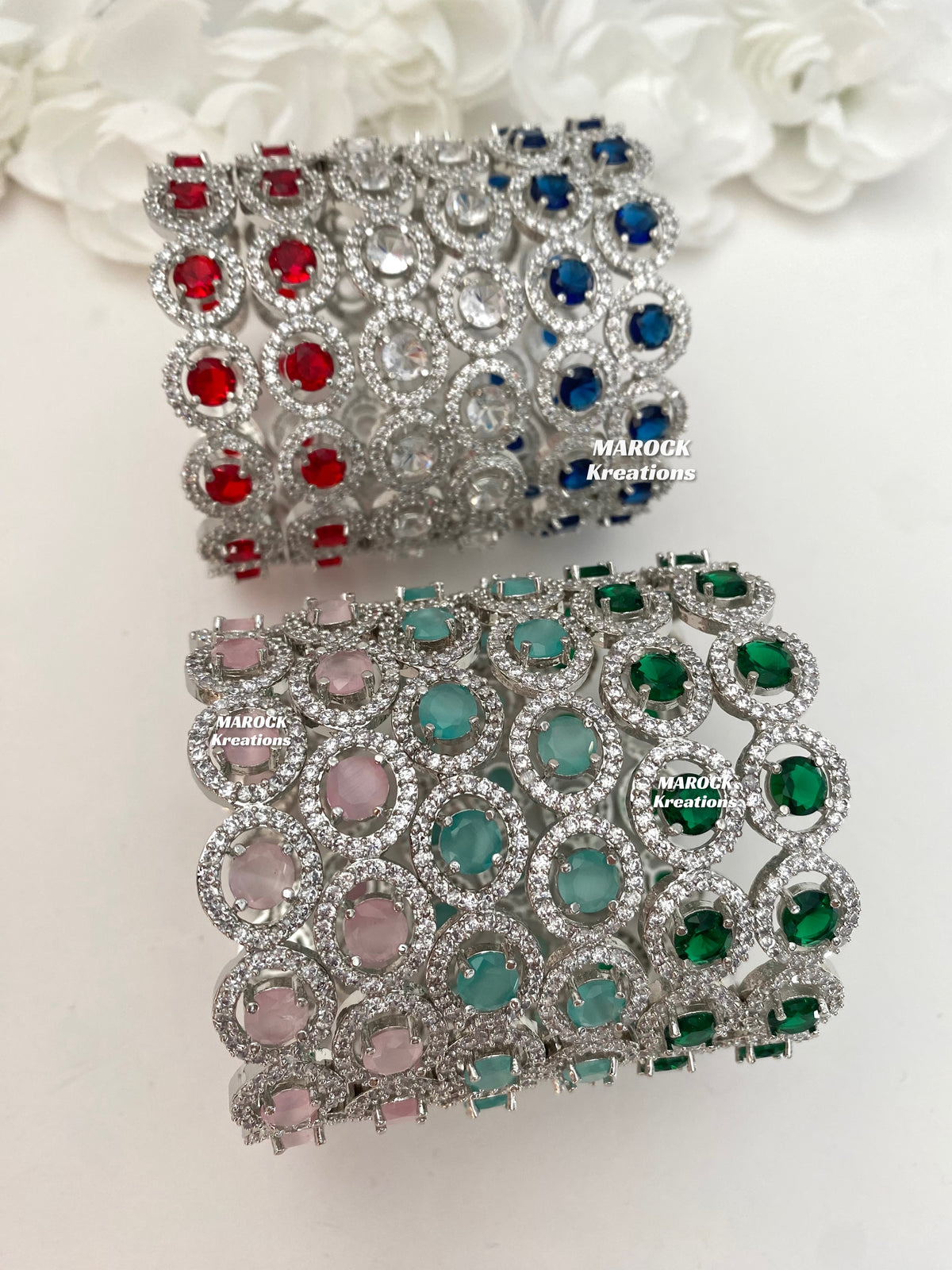 Silver American Diamond Bangles/Kade