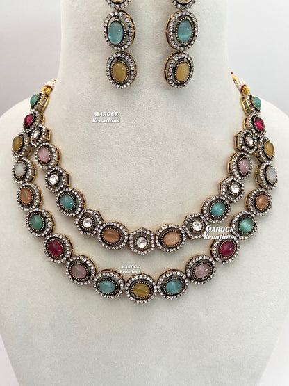 Sheenam Victorian Kundan Double layer Necklace set