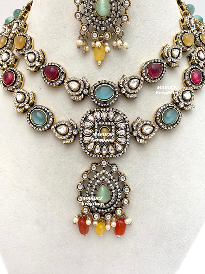 Hanali Victorian Kundan Statement Necklace set