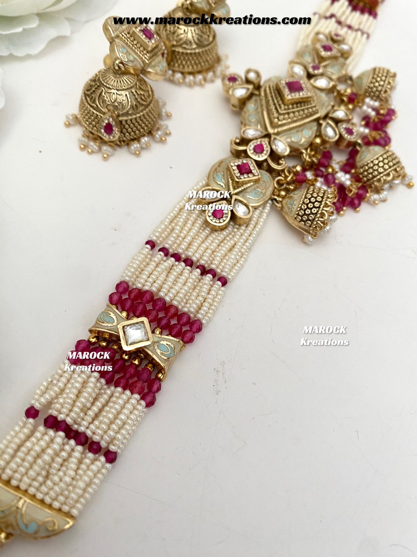 Habibi Premium Quality Gold plated Rajwadi Meenakari choker set