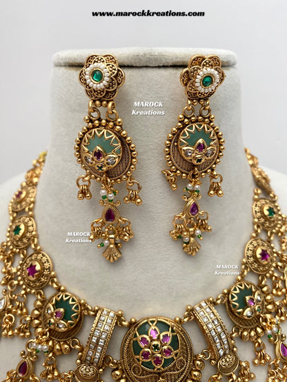 Tahiya Premium Quality exclusive Gold Plated heritage necklace set
