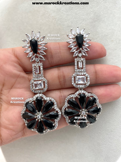 Rosy Silver American Diamond Earrings