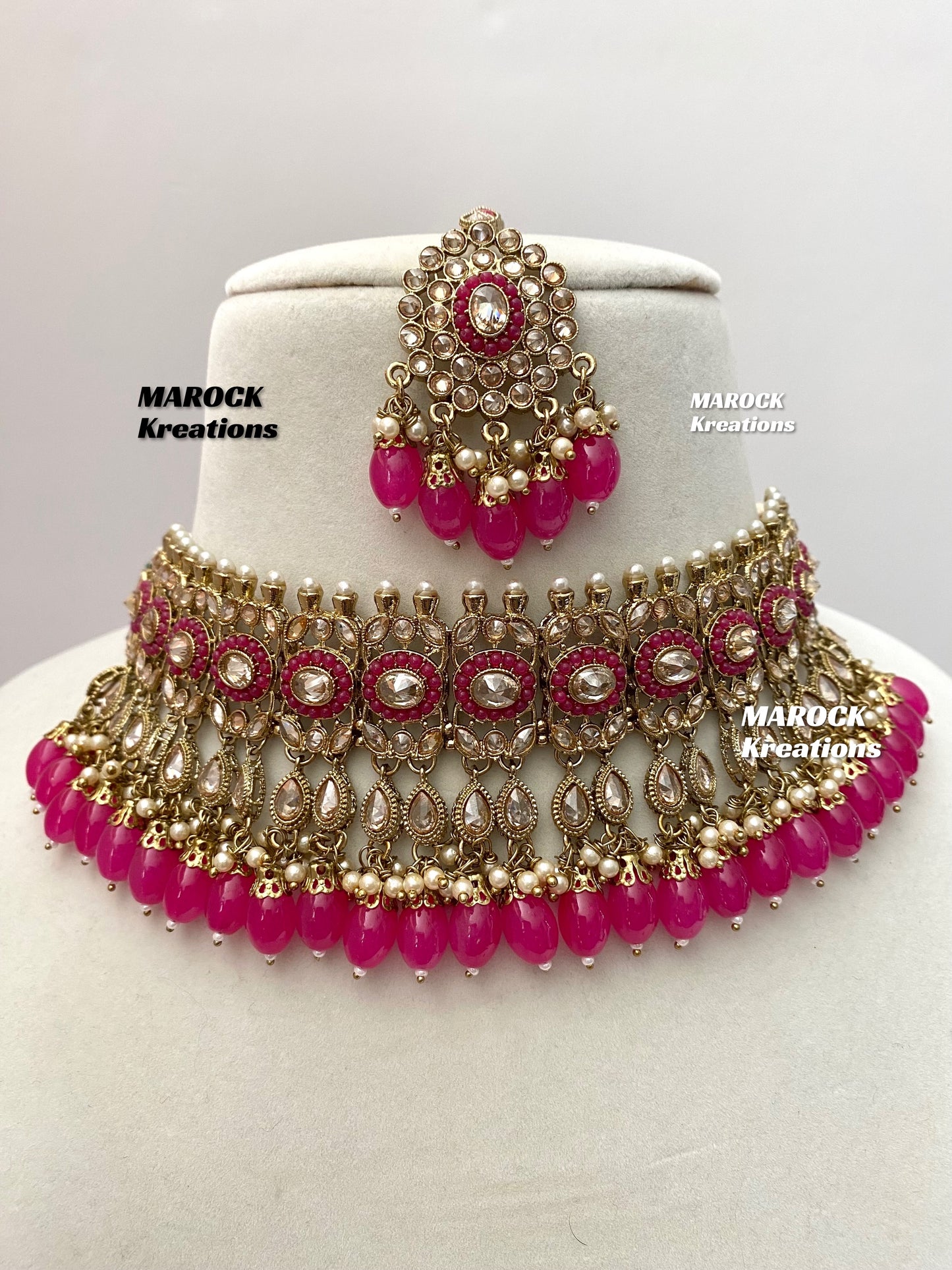 Antique Gold Polki choker sets