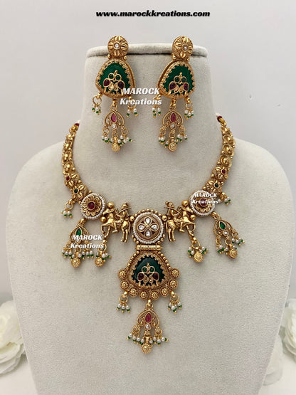 Amita Premium Quality exclusive Gold Plated heritage necklace set