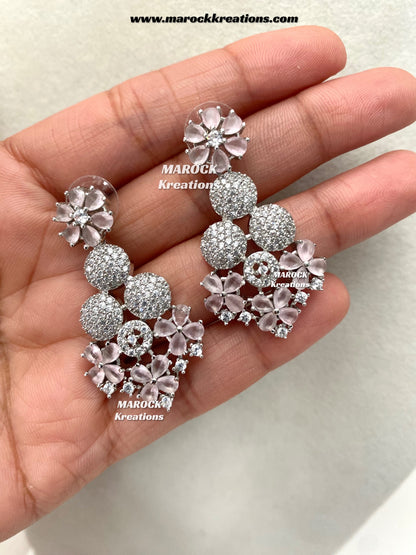 Kristin Silver American Diamond triple layer Necklace set