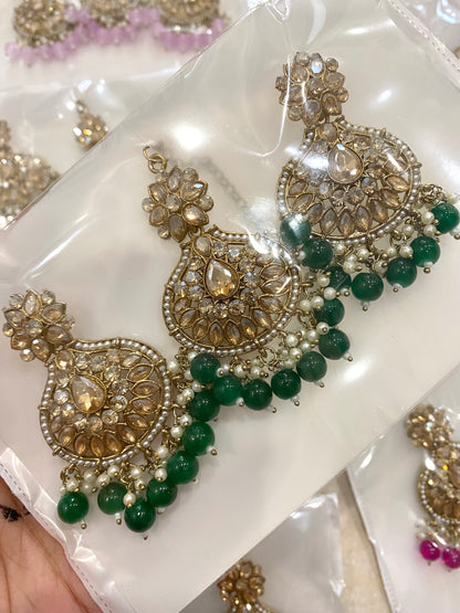 Polki Earrings and tikka set