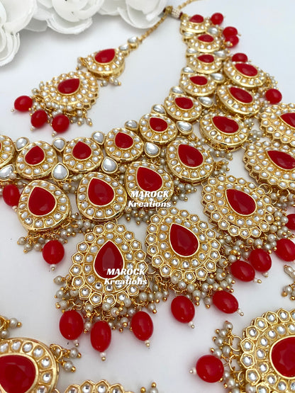 Premium Quality Thappa Kundan Necklace set/Bridal set