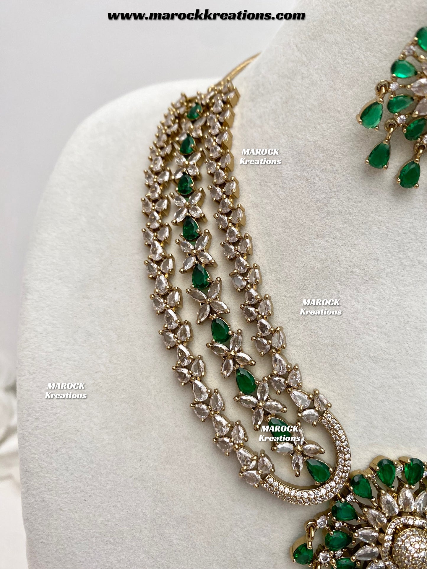 Zenab Antique Gold American Diamond Statement Necklace set