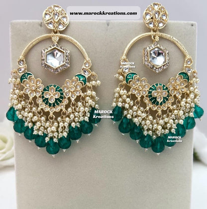 Light Gold Kundan Statement Earrings