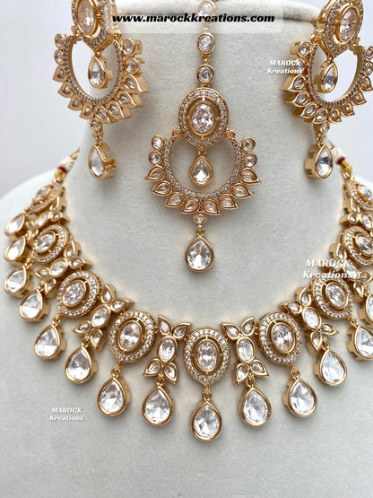 Naaz Tyani inspired Premium Quality gold plated Kundan Statement Necklace set