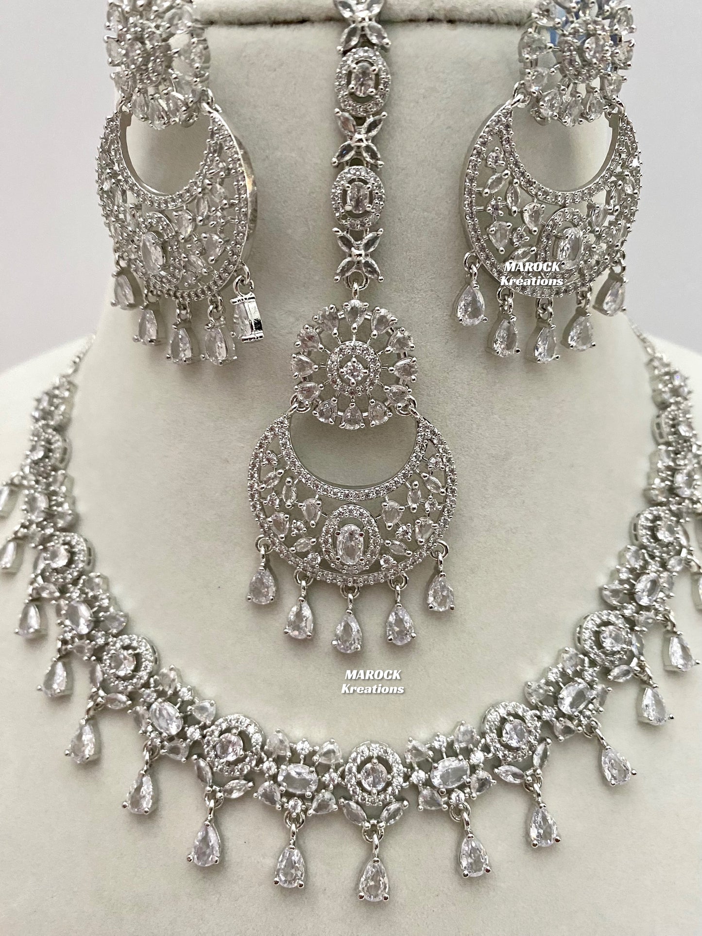 Silver American Diamond Necklace set