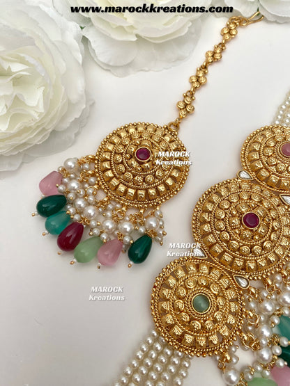 Anuja Premium Quality Gold Plated statement choker set