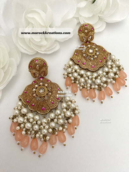 Premium Quality Polki Meenakari Statement Earrings