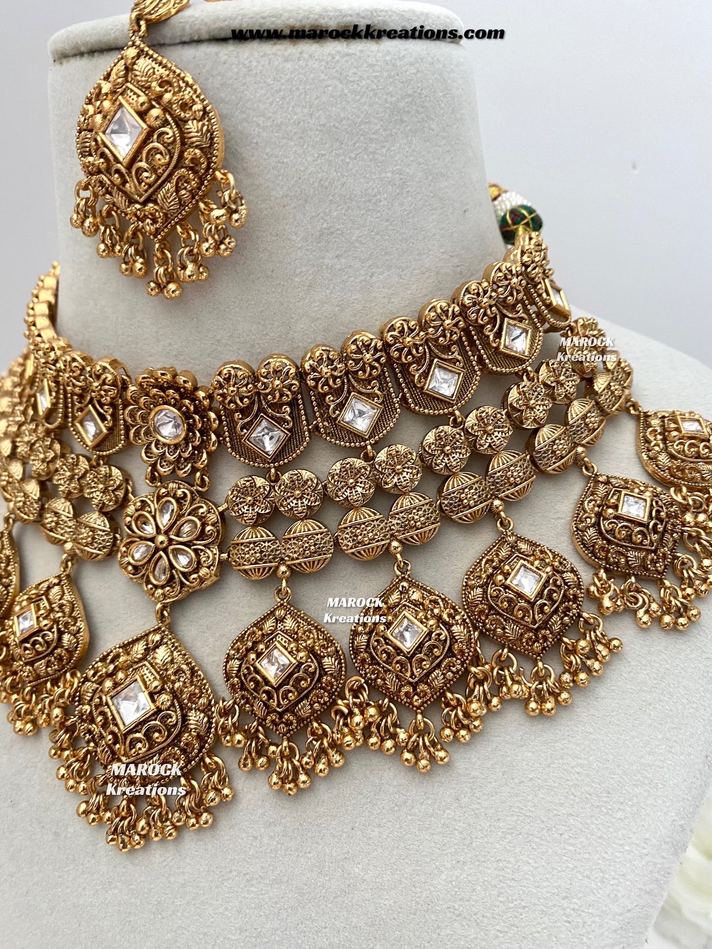 Amalya Premium Quality Gold plated statement Necklace set/Bridal set
