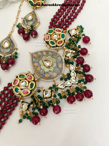 Natasha Premium Quality Kundan Meenakari Statement Choker set