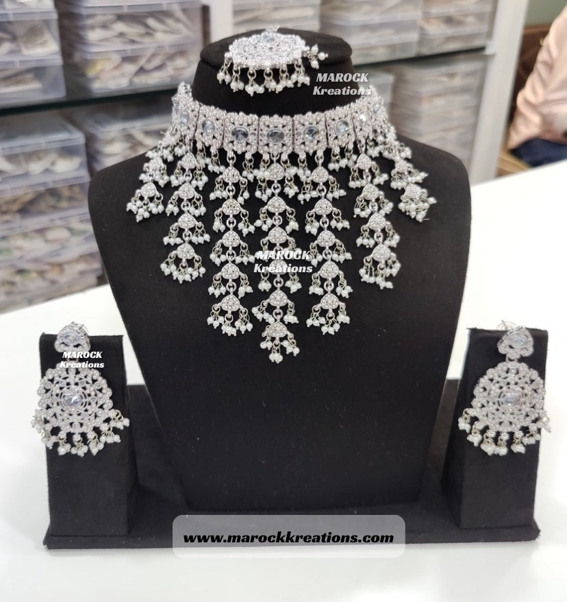 Kavya Silver Polki Choker set