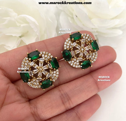 Thushi Antique Gold American Diamond Studs/Earrings