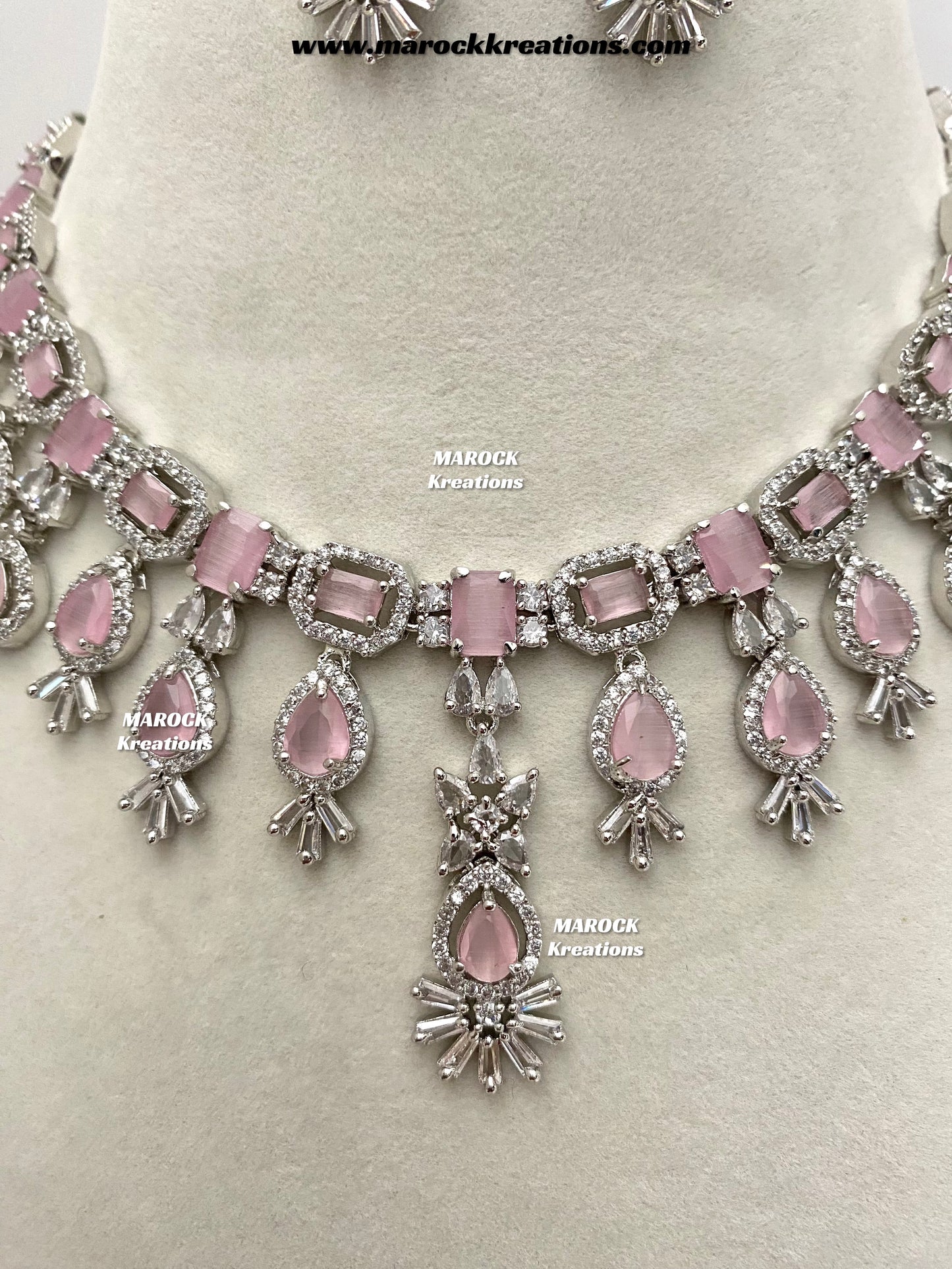 Erica Silver American Diamond Necklace set