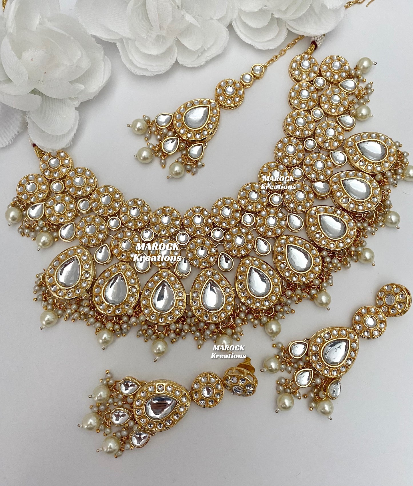 Premium Quality Thappa Kundan Necklace set