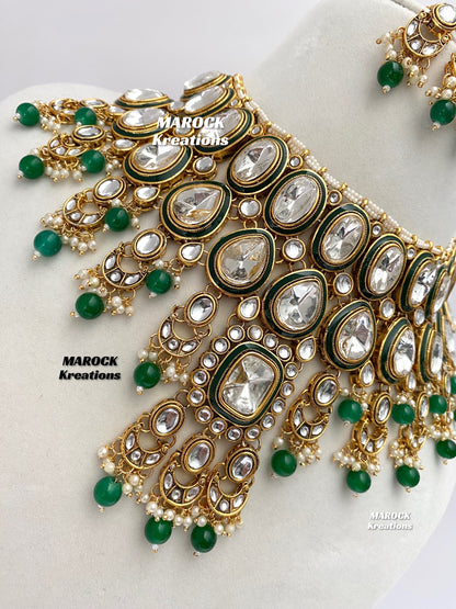 Trendy Uncut Kundan Statement Necklace set/Bridal set