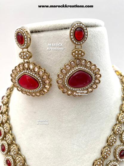 Nadira Kundan Polki double layer Necklace set