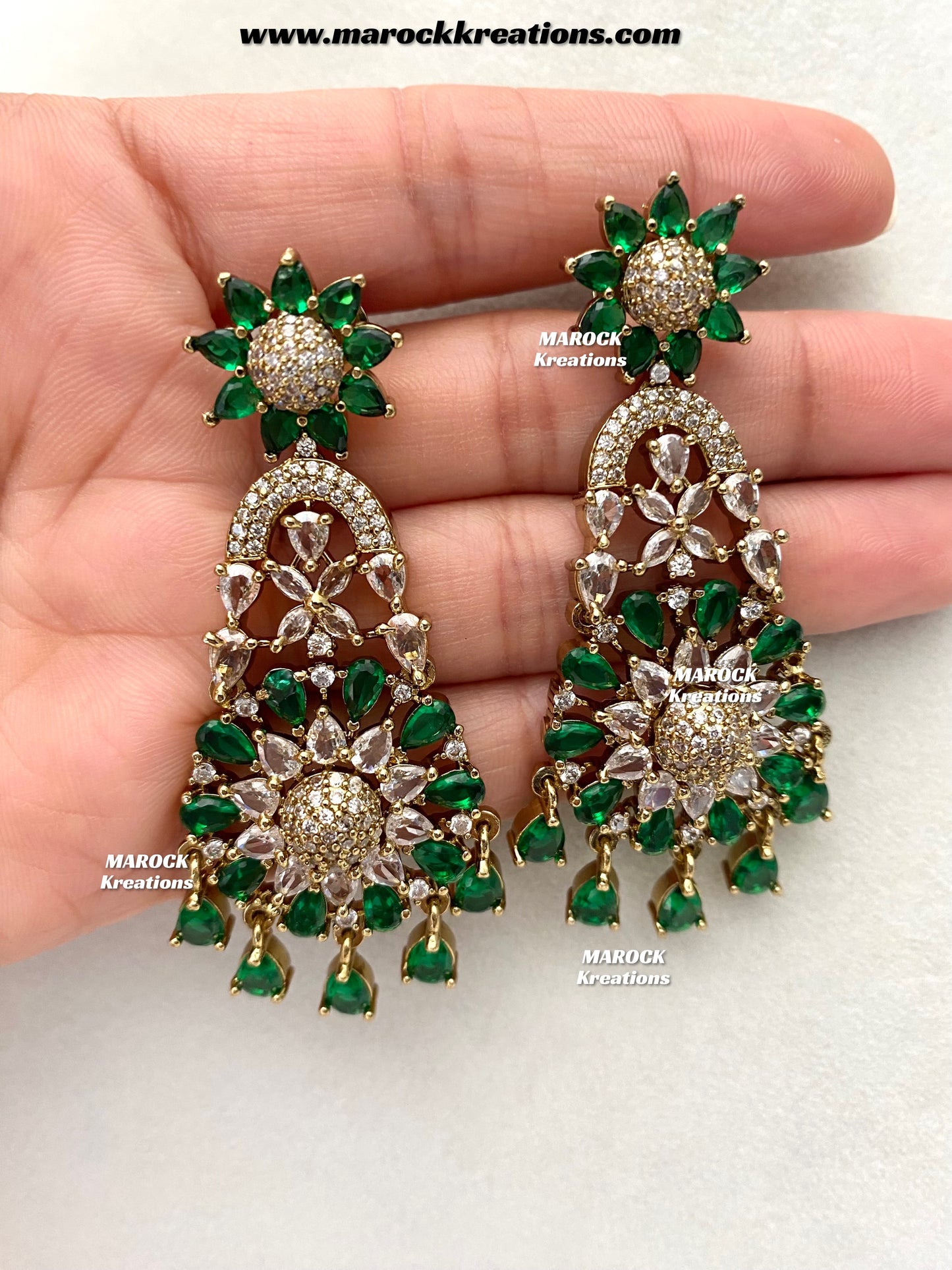 Zenab Antique Gold American Diamond Statement Necklace set