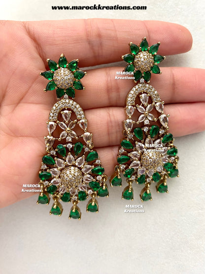 Zenab Antique Gold American Diamond Statement Necklace set
