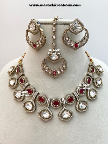 Gunjan Premium Quality Moissanite Kundan Necklace set