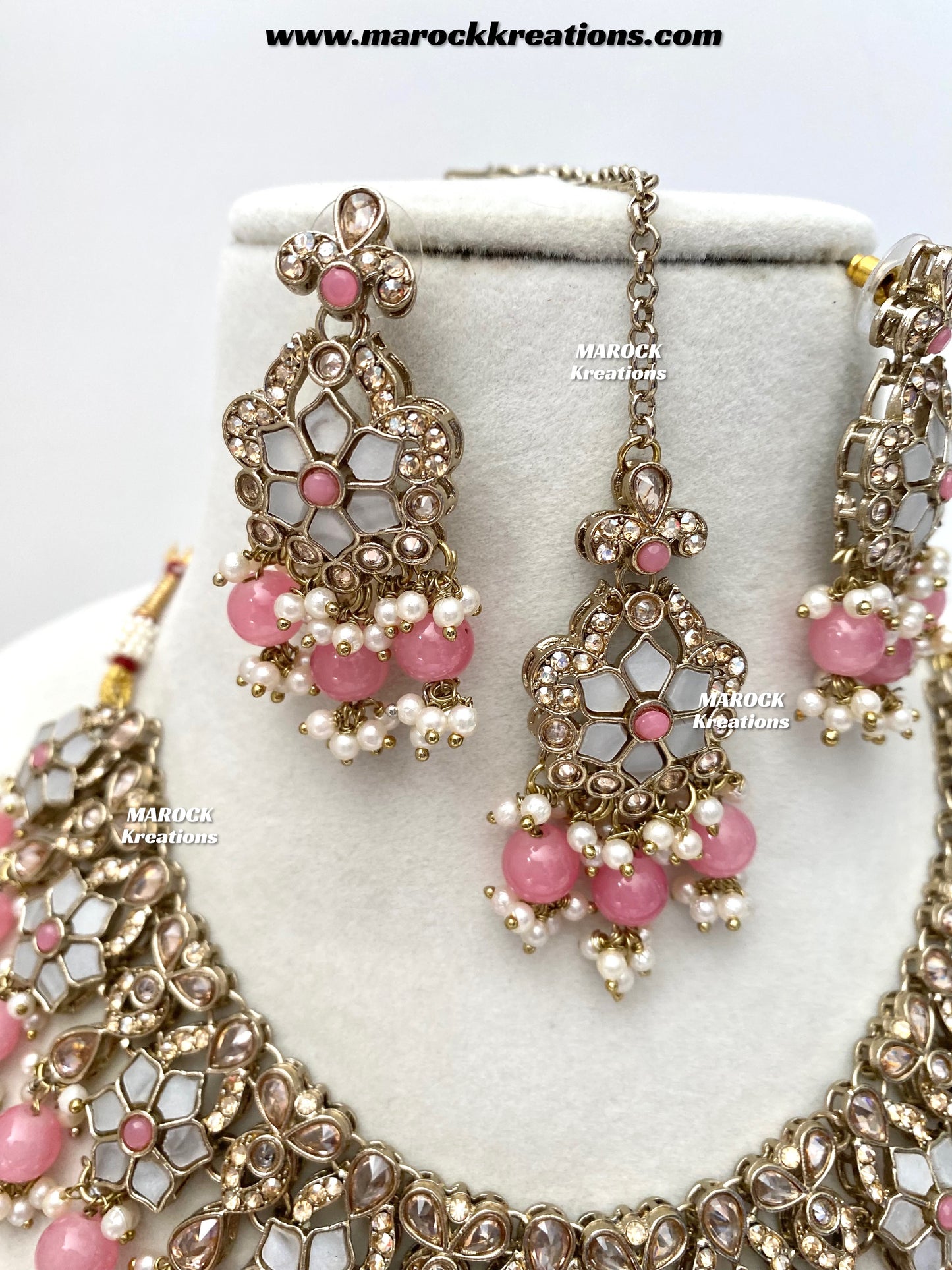 Arpan Antique Gold Polki MOP Statement Necklace set