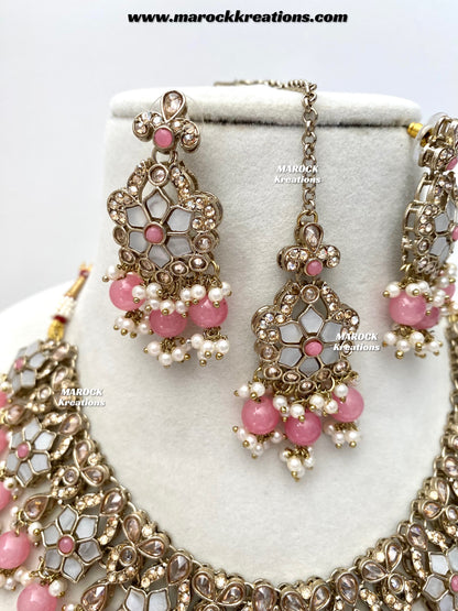 Arpan Antique Gold Polki MOP Statement Necklace set