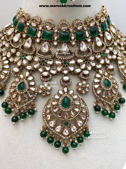 Shinal Uncut Polki Statement Necklace set/Bridal set