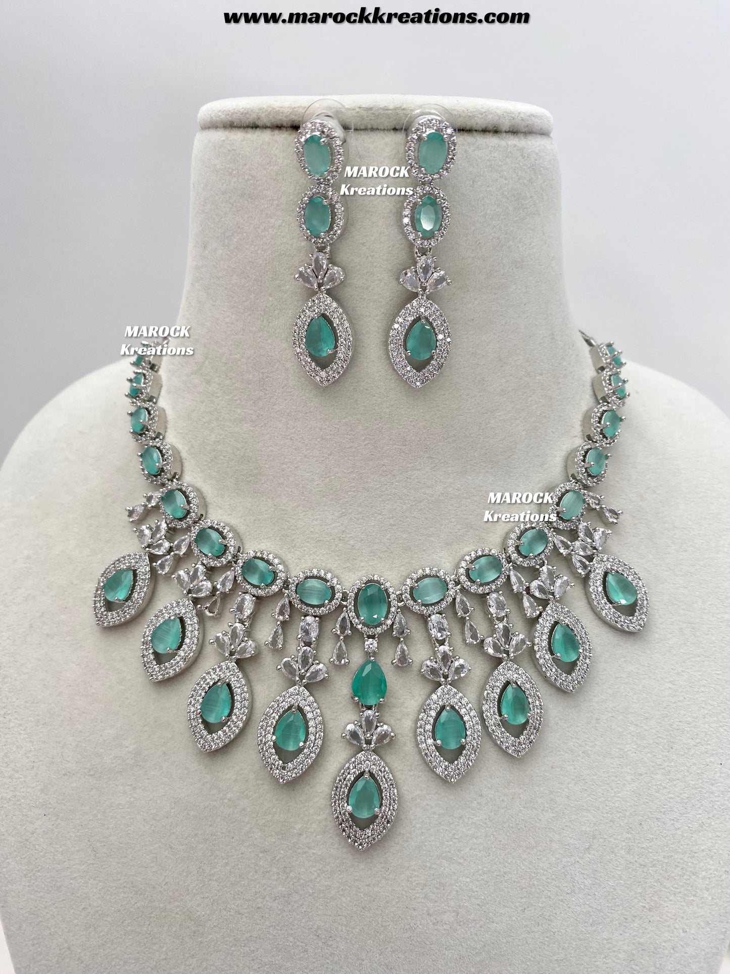 Samiha Silver American Diamond Necklace set