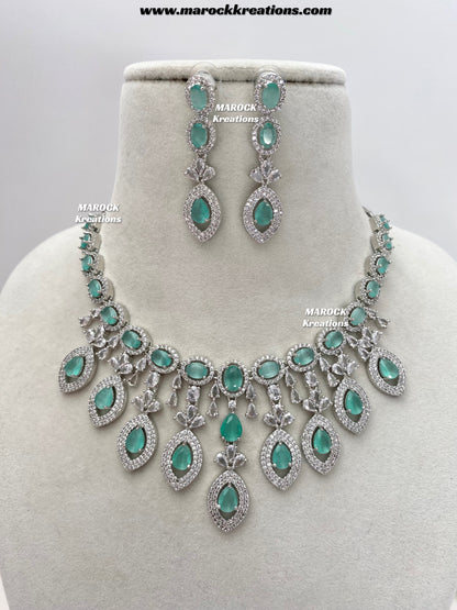 Samiha Silver American Diamond Necklace set