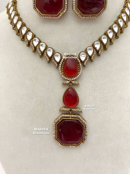 Elsie Tyani inspired Premium Quality Moissanite Kundan Necklace set