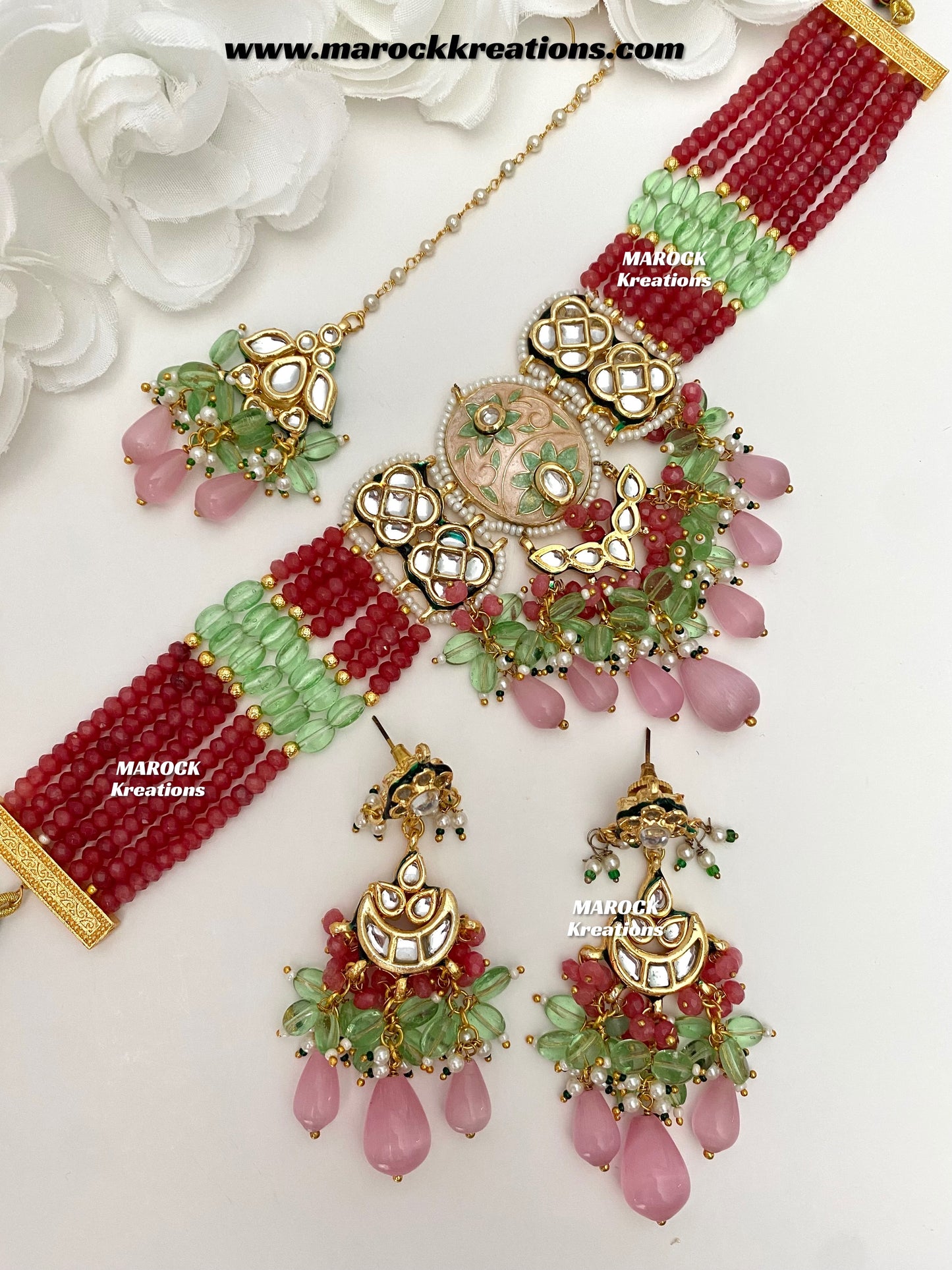 Sonal Premium Quality Thappa Kundan Meenakari exclusive choker set