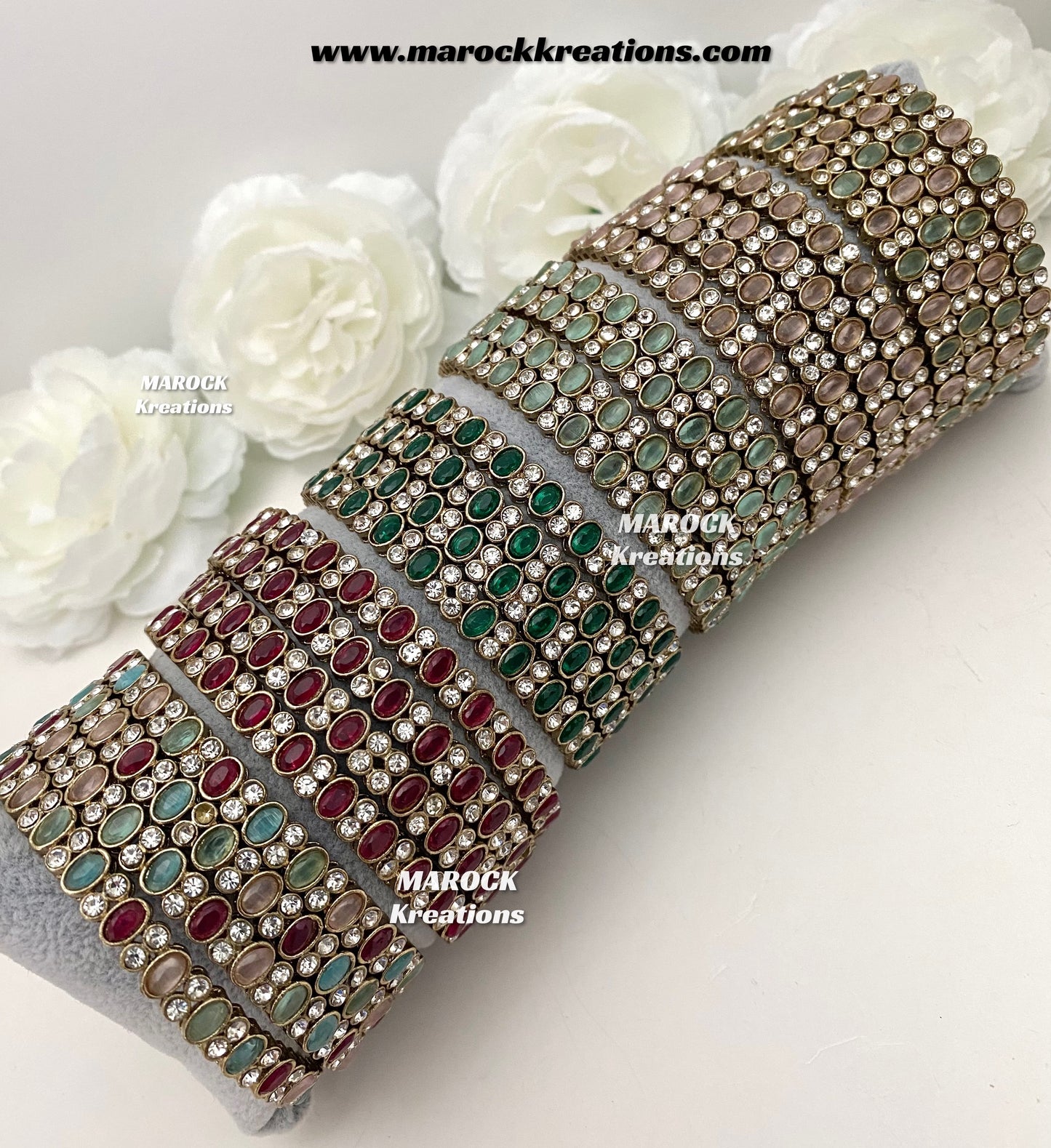Premium Quality Monalisa stones Bangles/Kade (Set of 4)