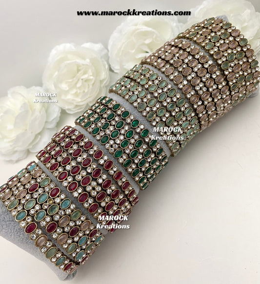 Premium Quality Monalisa stones Bangles/Kade (Set of 4)