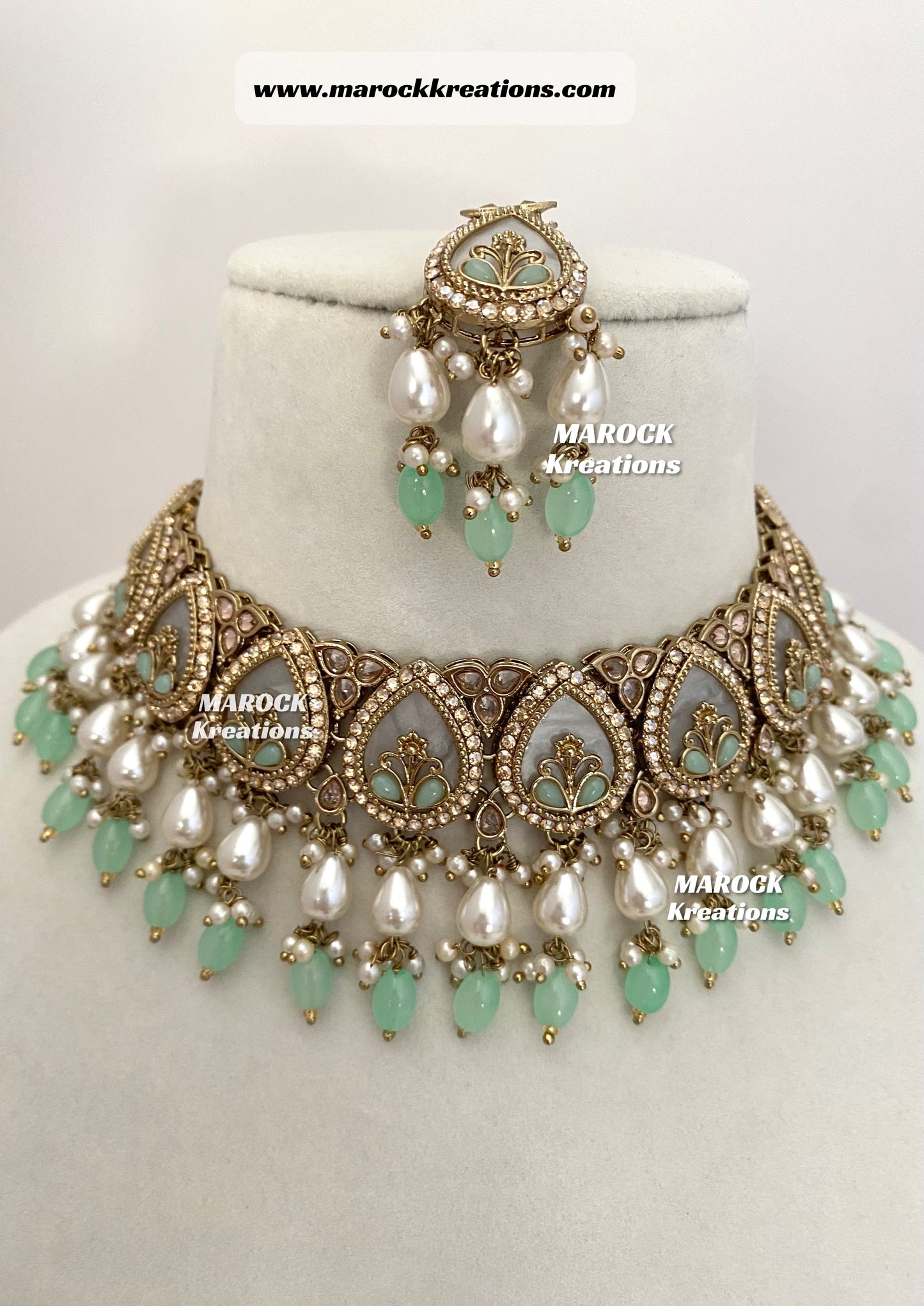 Antique Gold Polki Statement Necklace set