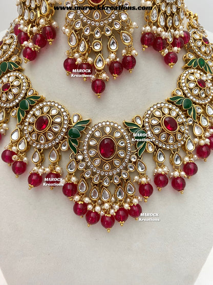 Iqra Premium Quality Kundan Meenakari Statement Necklace set